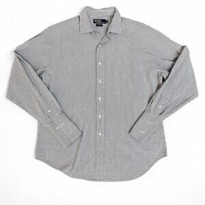 Ralph Lauren Blue & White Plaid Dress Shirt 100% Cotton Size 17-35 Minor Flaws*